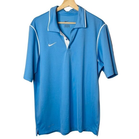 Nike Dri Fit Mens Blue Polo Shirt Golf Performance Medium Lightweight u 5/3 Logo - Picture 1 of 5